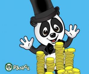 пазл Panda очень рад наблюдать много монет Panfu